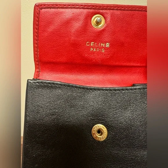 Celine Mini Coin Purse Red and Black (Vintage)